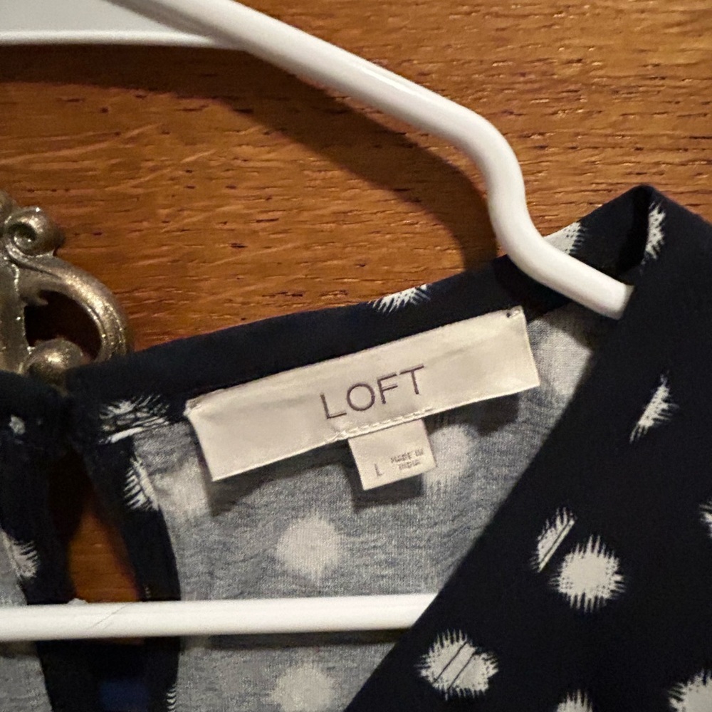 Polka Dot Sleeveless Top - Navy and White - Picture 2 of 5